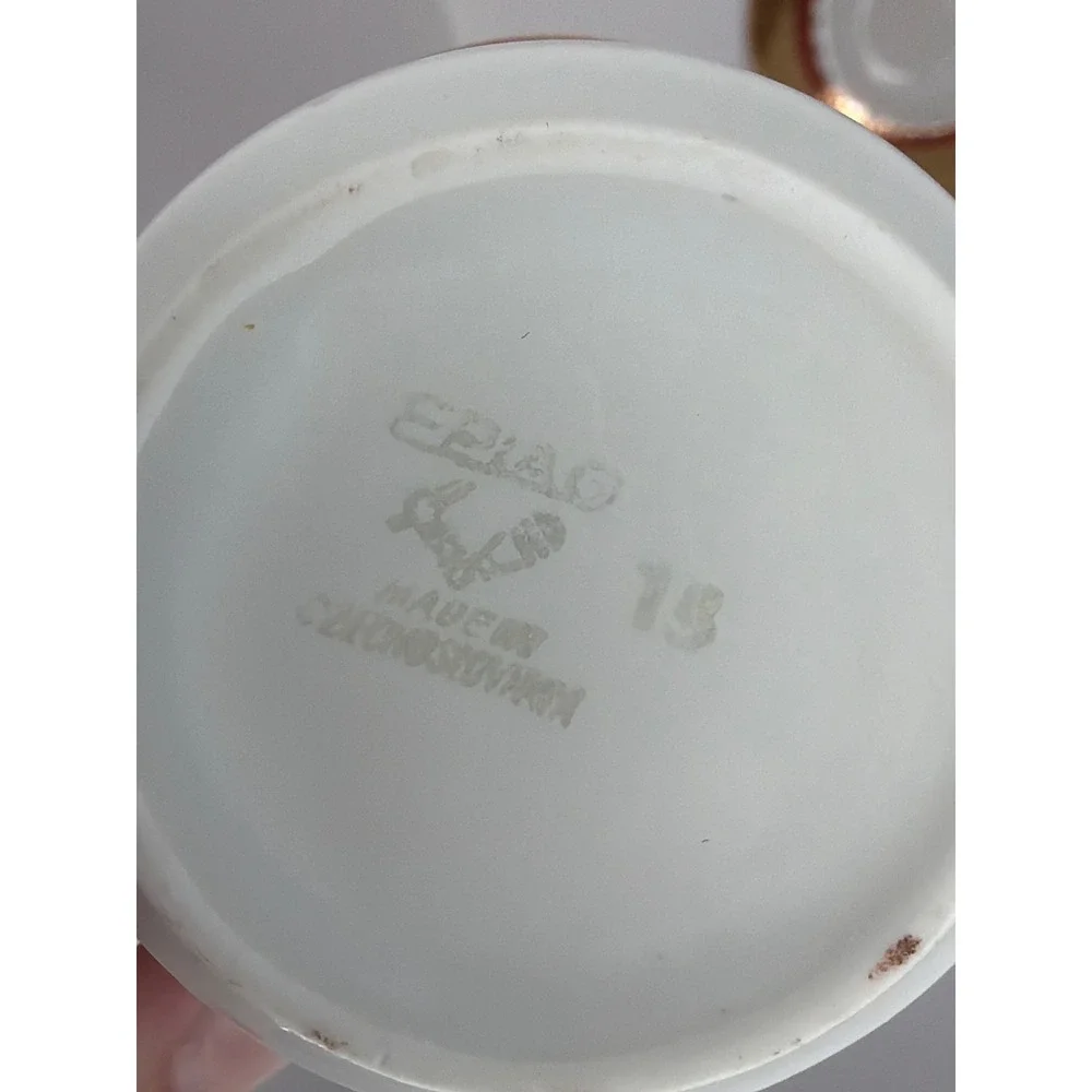 Vintage Epiag Czechoslovakia Porcelain Coffee Tea Set Gold Red 13 Piece Set